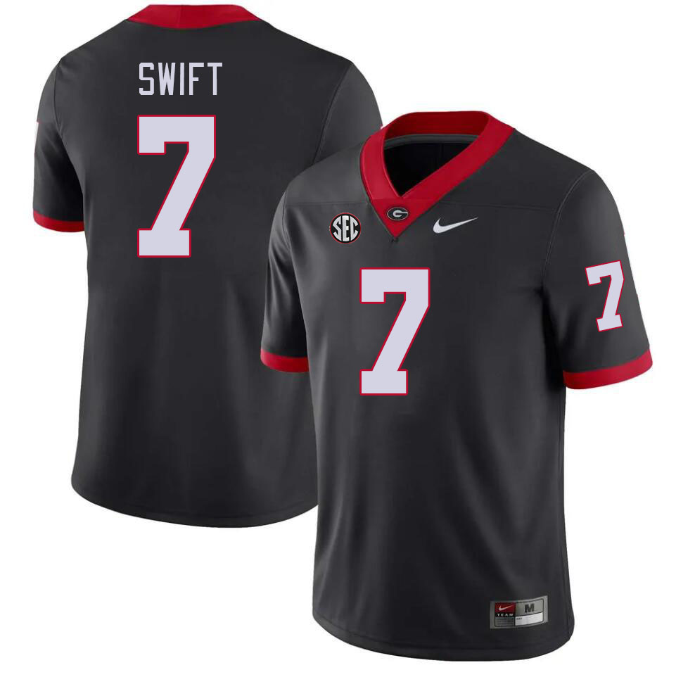 #7 D'Andre Swift Georgia Bulldogs Jerseys Football Stitched-Black